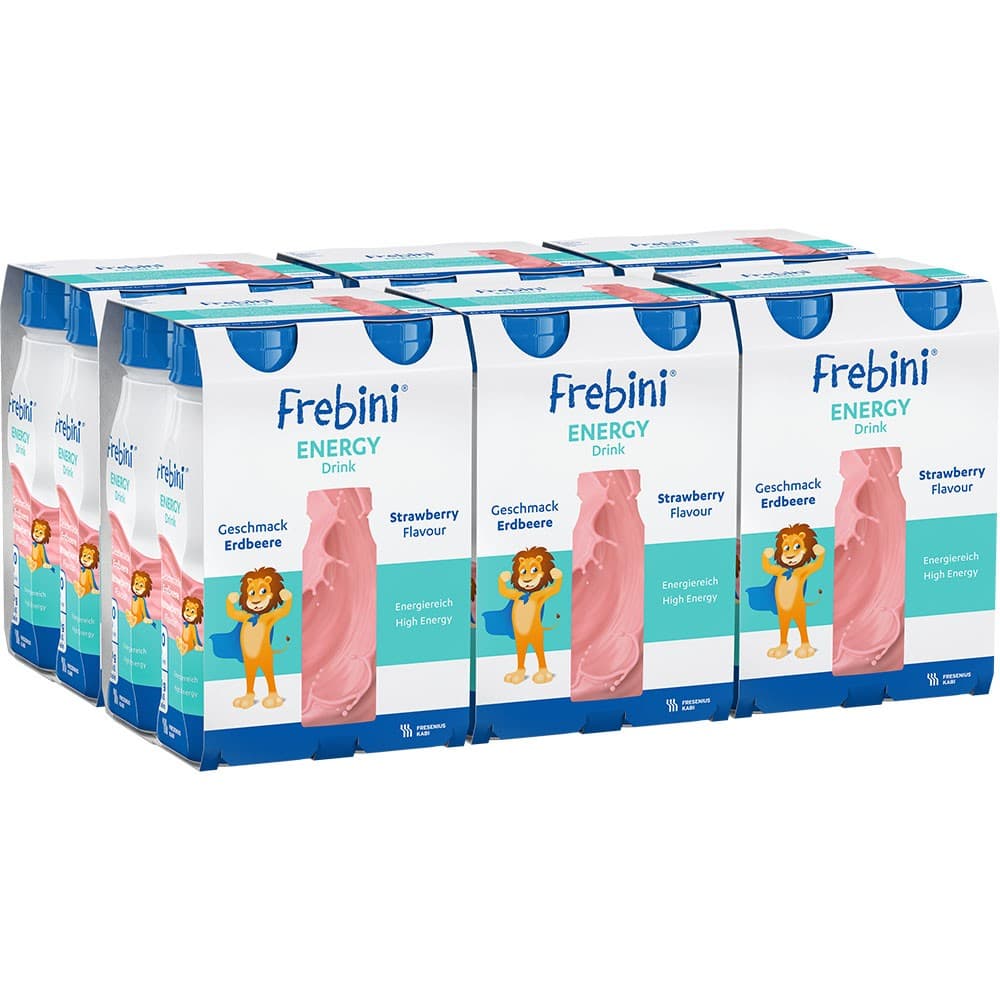 FREBINI Energy Drink Erdbeere Trinkflasche 6x4x200ml für Kinder