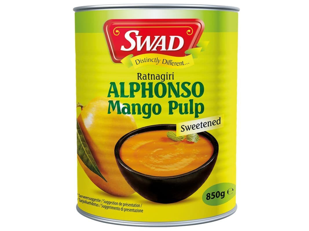 SWAD Alphonso Mango Püree 850g Mangopüree | Mango Pulp Gesüßtes Mangofruchtmark - Image 1