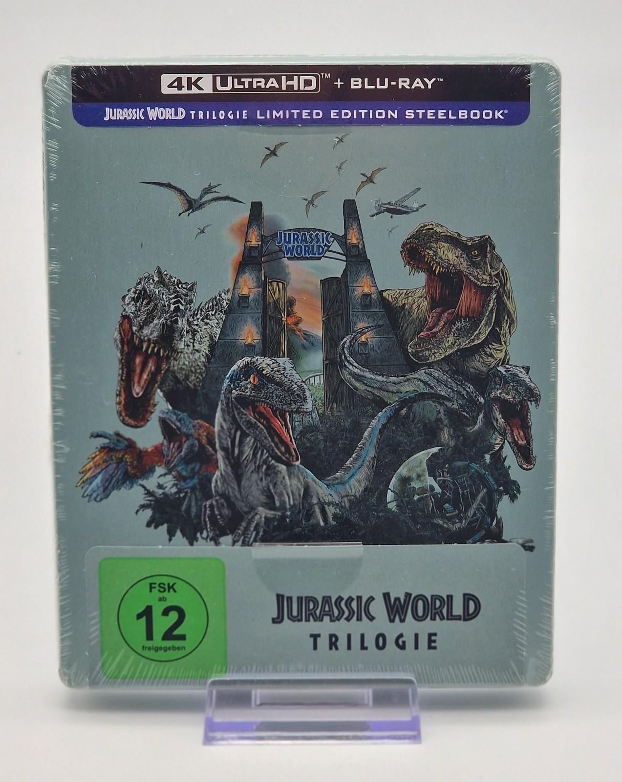 Jurassic World Trilogie 4K Ultra HD + Blu Ray - Limited Steelbook Edition - NEU